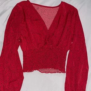 Red Dalmatian Print Top